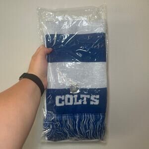 NFL Indianapolis Colts Football Striped Fringe Scarf Blue White One Size
